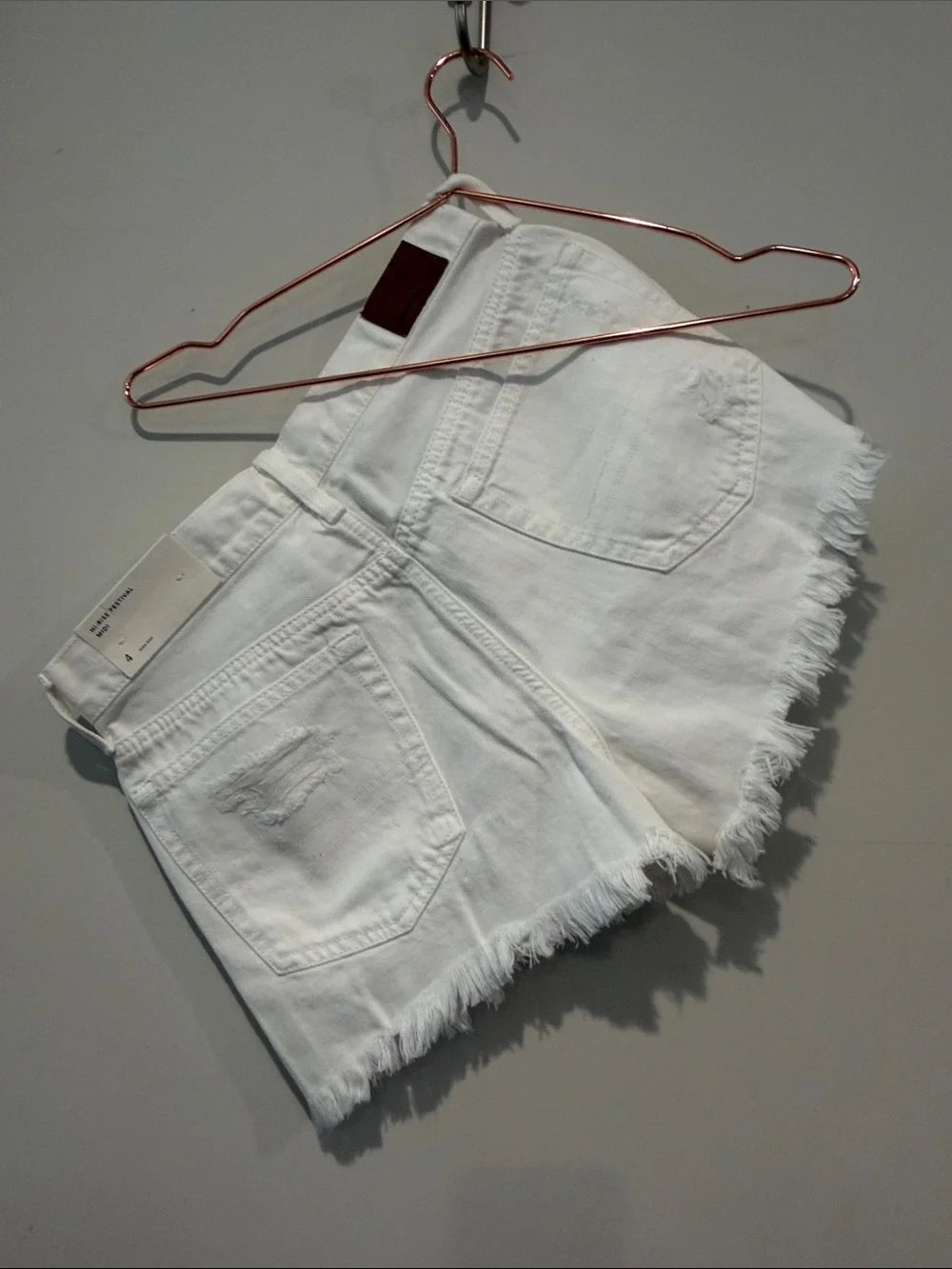 American Eagle Outfitters White Distressed Denim Cutoff Shorts. High rise.